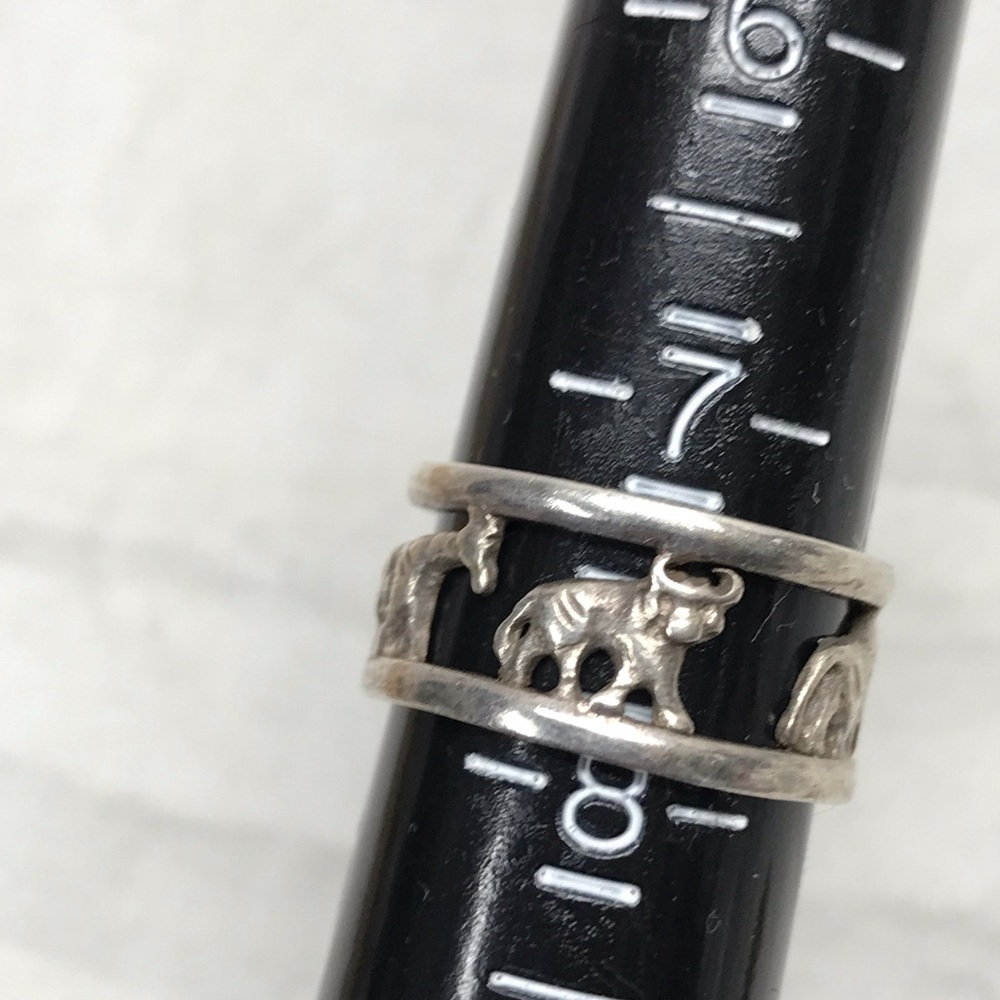 Vintage Sterling Silver Animal Ring Lion Rhino Hippo - Picture 4 of 15
